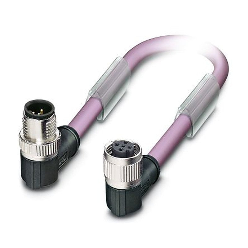 Phoenix Contact Female 2 way Right Angle to Male 2 way M12 Bus Cable, 500 mm
