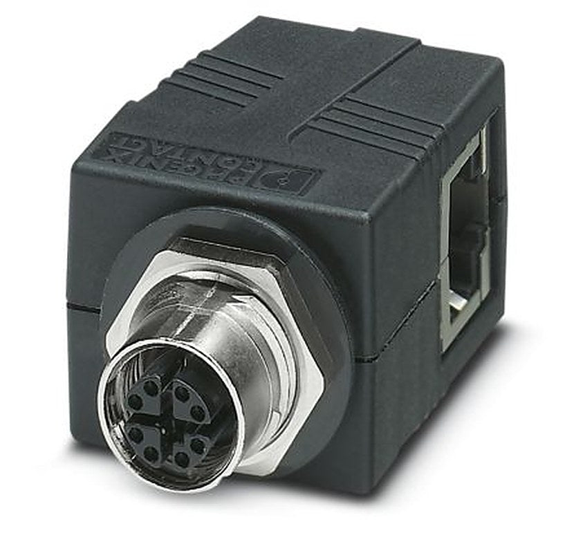 Phoenix Contact VS-BH-M12FSX-10G-RJ45/90 Series RJ45 Connector Female, Rear, Cat6a Unshielded Right Angle 1 Port 8 Way