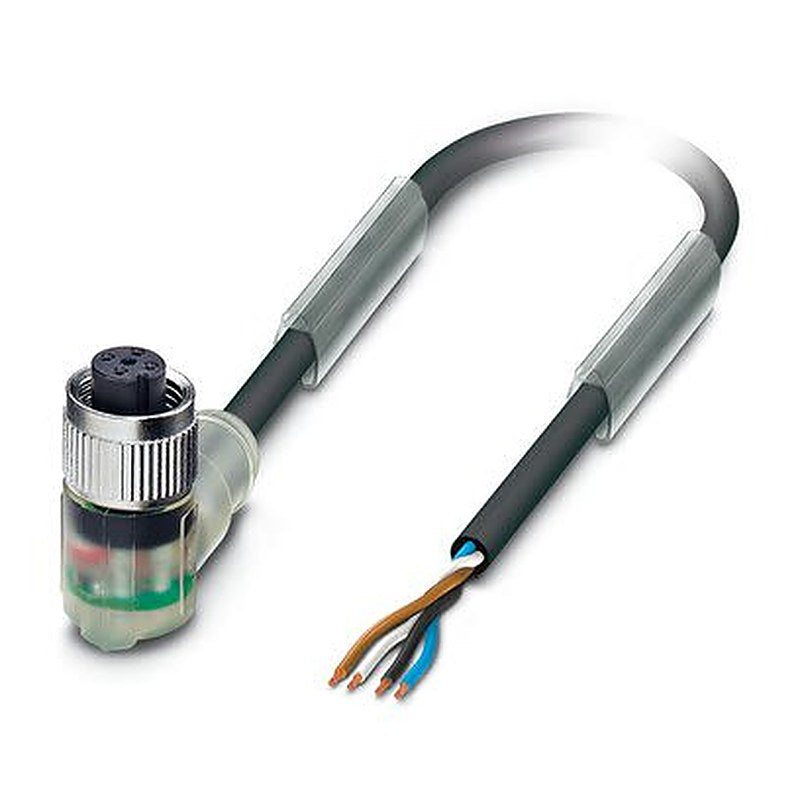 Phoenix Contact Free Cable End to Female 4 way Angled Socket M12 Sensor Actuator Cable, 5 m