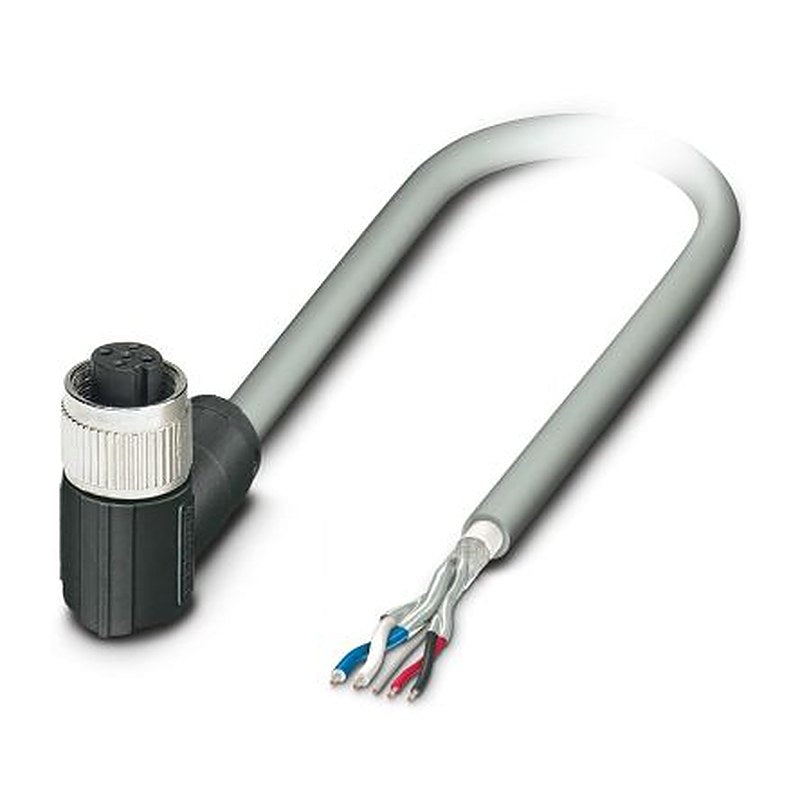 Phoenix Contact 5 way Free Cable End to Female 5 way Angled Socket M12 Bus Cable, 5 m