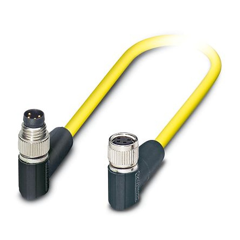 Phoenix Contact Female 4 way M8, Right Angle to Male 4 way Angled Socket M8 Sensor Actuator Cable, 1.5 m