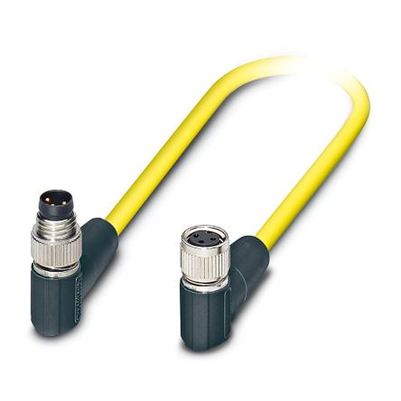 Phoenix Contact Female 3 way M8, Straight to Male 3 way Angled Socket M8 Sensor Actuator Cable, 1.5 m