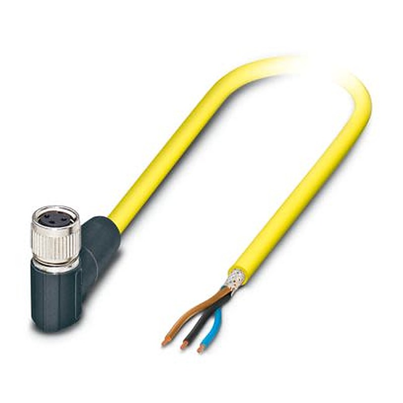Phoenix Contact Female 3 way Free Cable End to 3 way Angled Socket M8 Sensor Actuator Cable, 10 m