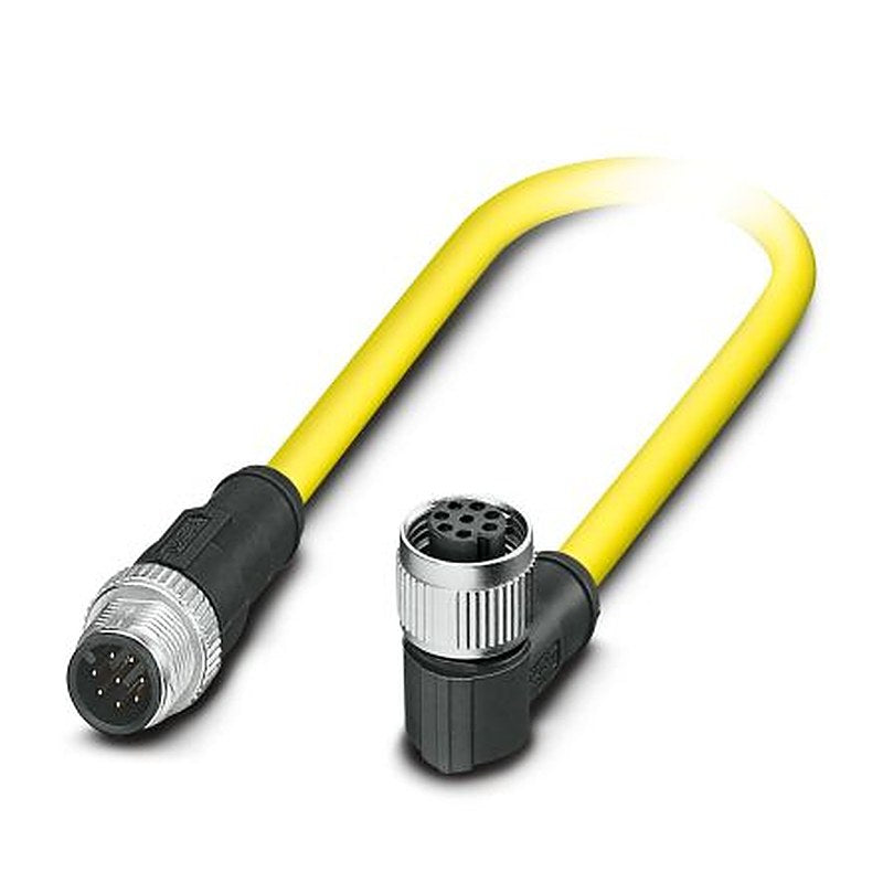 Phoenix Contact Female 8 way M12, Right Angle to Male 8 way M12, Straight Sensor Actuator Cable, 500 mm