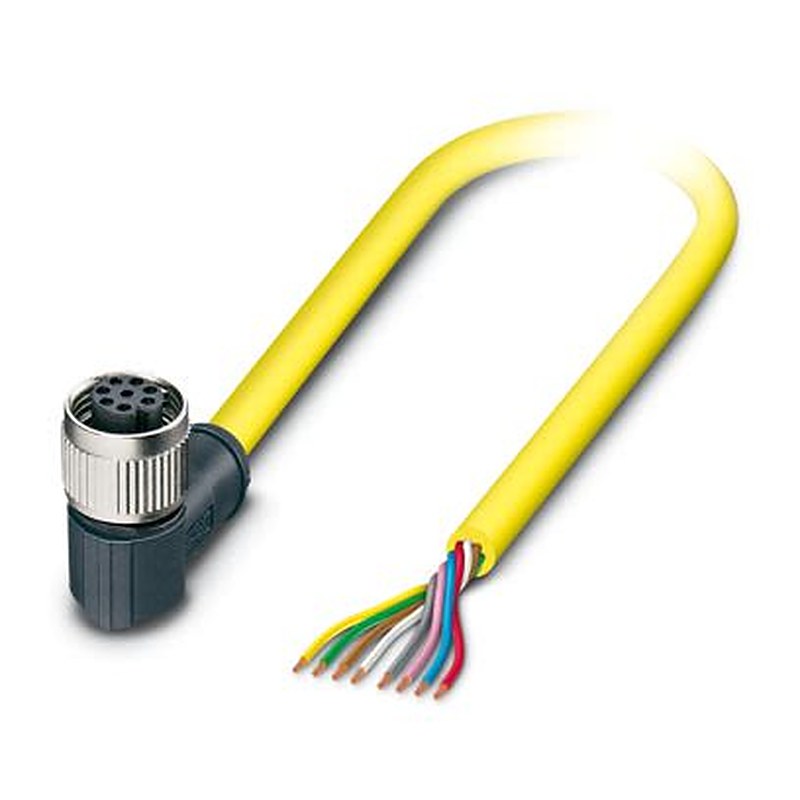 Phoenix Contact Female 8 way M12, Right Angle to 8 way Straight Actuator/Sensor Cable, 2 m