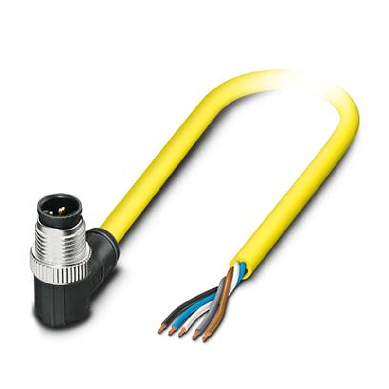 Phoenix Contact Male 5 way M12, Right Angle to 5 way Straight Actuator/Sensor Cable, 2 m