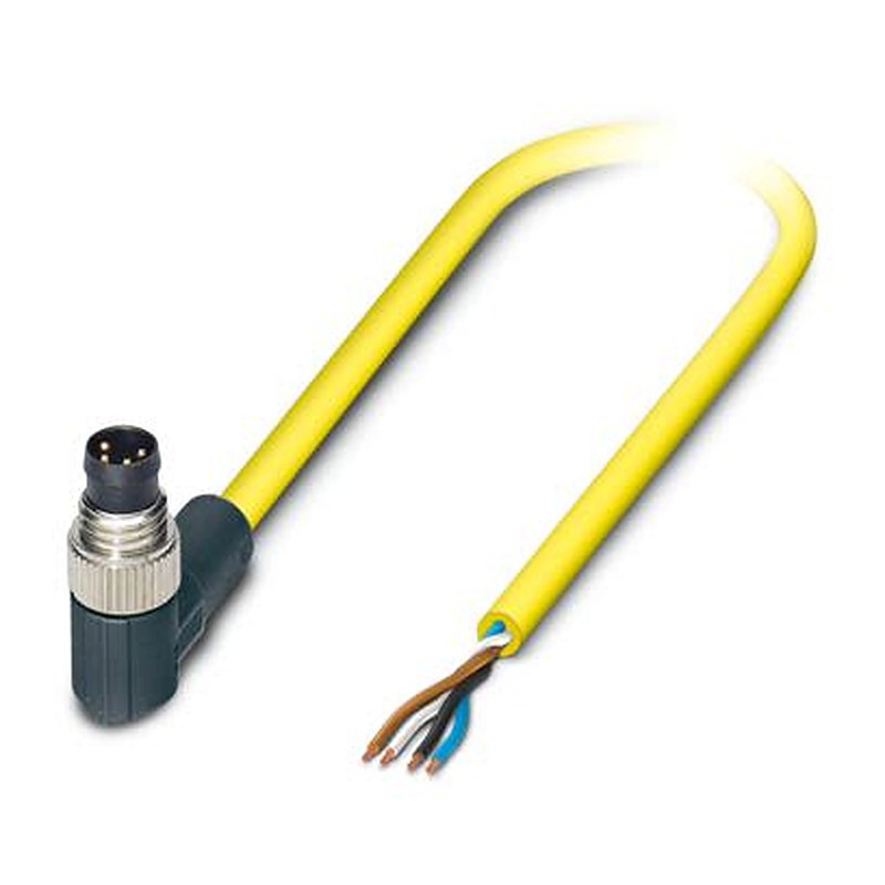 Phoenix Contact Male 4 way M8, Right Angle to Female 4 way Free Cable End Actuator/Sensor Cable, 5 m