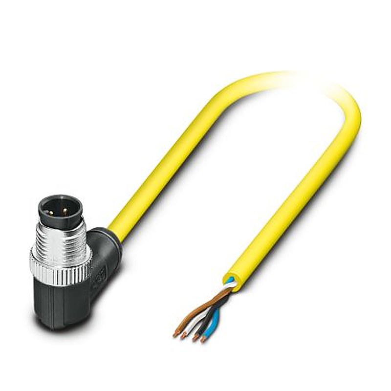 Phoenix Contact Male 4 way M12, Right Angle to 4 way Straight Actuator/Sensor Cable, 10 m