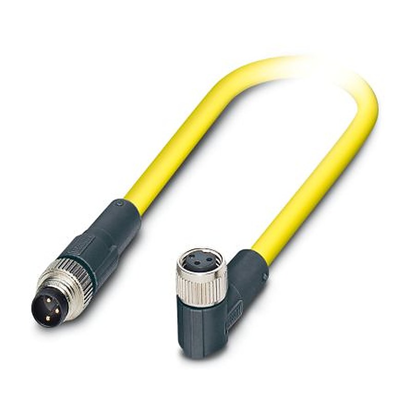 Phoenix Contact Male 3 way M8, Straight to Female 3 way Angled Socket M8 Sensor Actuator Cable, 1.5 m