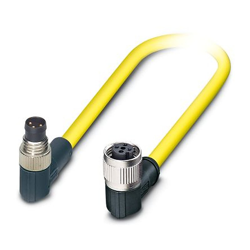 Phoenix Contact Male 3 way M8, Right Angle to Female 3 way Angled Socket M12 Sensor Actuator Cable, 1.5 m