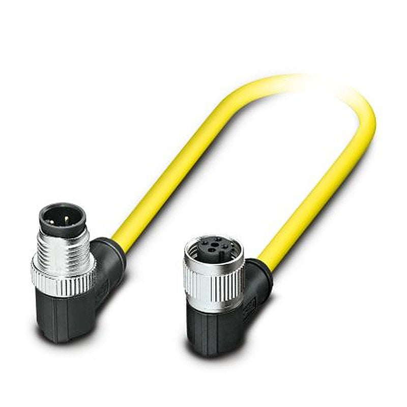 Phoenix Contact Male 3 way M12, Right Angle to Female 3 way Angled Socket M12 Sensor Actuator Cable, 1.5 m
