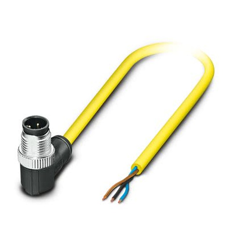 Phoenix Contact Male 3 way M12, Right Angle to 3 way Free Cable End Sensor Actuator Cable, 5 m