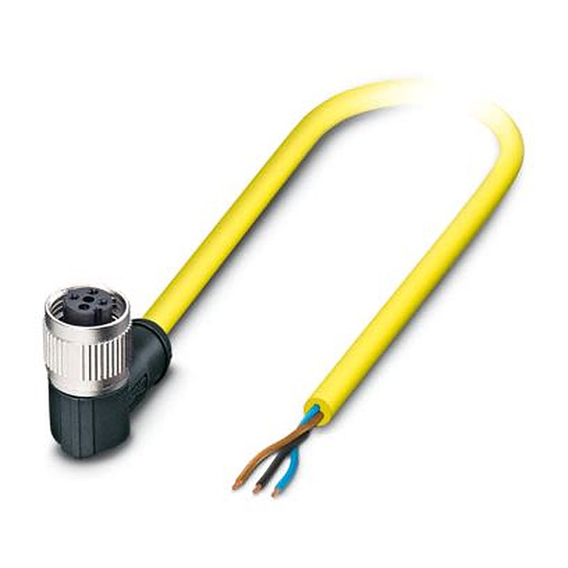 Phoenix Contact 3 way Free Cable End to Female 3 way Angled Socket M12 Sensor Actuator Cable, 5 m