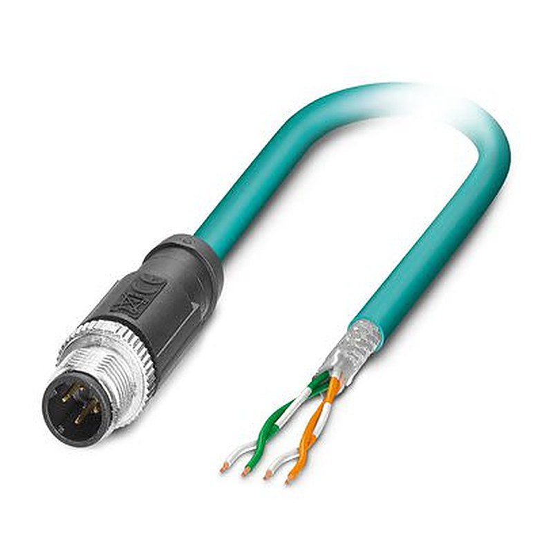 Phoenix Contact, 1 m Cat5 Cat5 Cable, Blue M12 to Male Free Cable End Polyurethane Sheath, Shielded