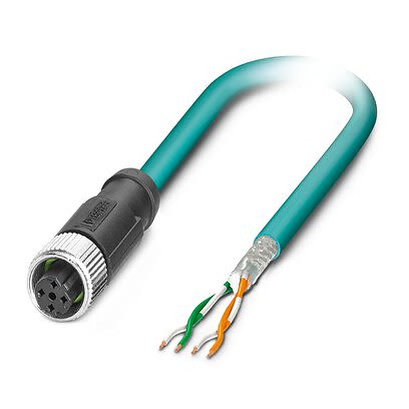 Phoenix Contact, 2 m Cat5 Cat5 Cable, Blue M12 to Male Free Cable End Polyurethane Sheath, Shielded