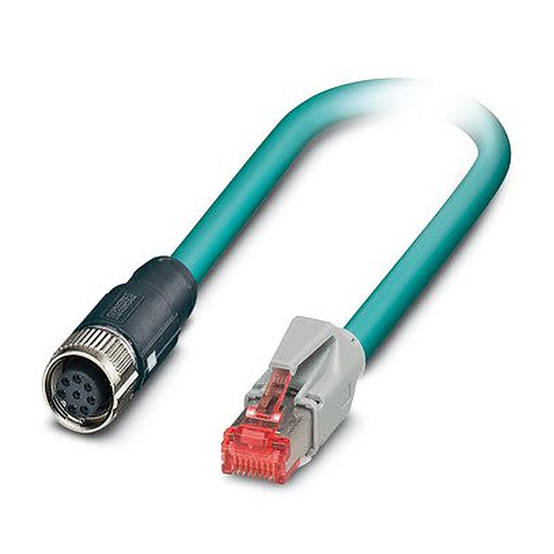 Phoenix Contact, 1 m Cat5 Cat5 Cable, Blue RJ45 to Male M12 Female Polyurethane Sheath, Shielded