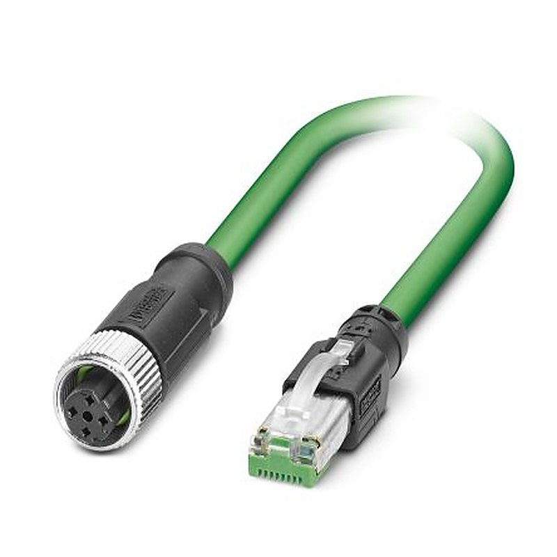 Phoenix Contact NBC, 1 m Cat5 Ethernet Cable, Green, Shielded 4 Screened Polyvinyl Chloride Sheath