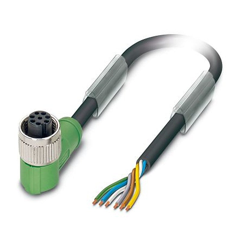 Phoenix Contact Female 6 way M12, Right Angle to 6 way Free Cable End Sensor Actuator Cable, 5 m