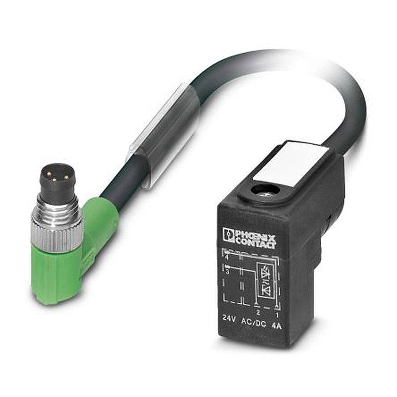 Phoenix Contact Male 2 way M8, Right Angle to 2 way Valve Connector Sensor Actuator Cable, 160 mm