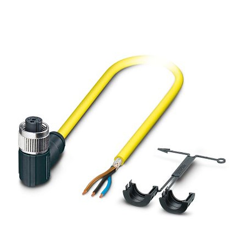 Phoenix Contact Female 3 way M12, Right Angle to 3 way Straight Actuator/Sensor Cable, 10 m