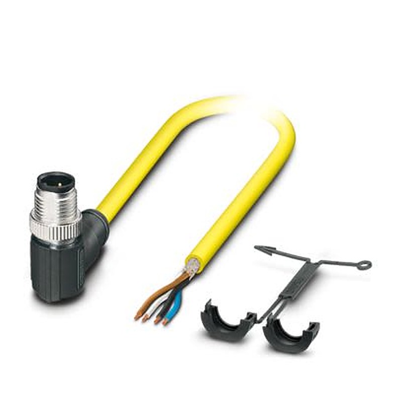 Phoenix Contact Male 4 way M12, Right Angle to Straight Actuator/Sensor Cable, 5 m