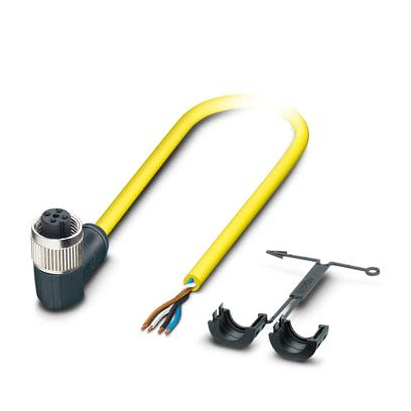 Phoenix Contact Female 4 way M12, Right Angle to Straight Actuator/Sensor Cable, 5 m