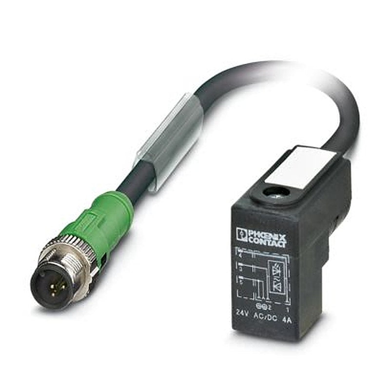Phoenix Contact Male 3 way M12, Straight to 3 way Valve Connector Sensor Actuator Cable, 1.5 m