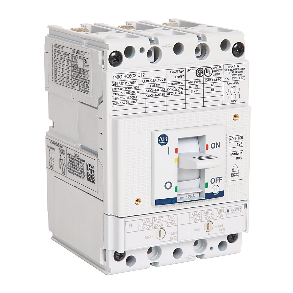 140G - Molded Case Circuit Breaker, HC frame (current limiting), 65 kA Interrupt Rating, T/M - Thermal Magnetic, 3 Poles, Rated Current 16 A