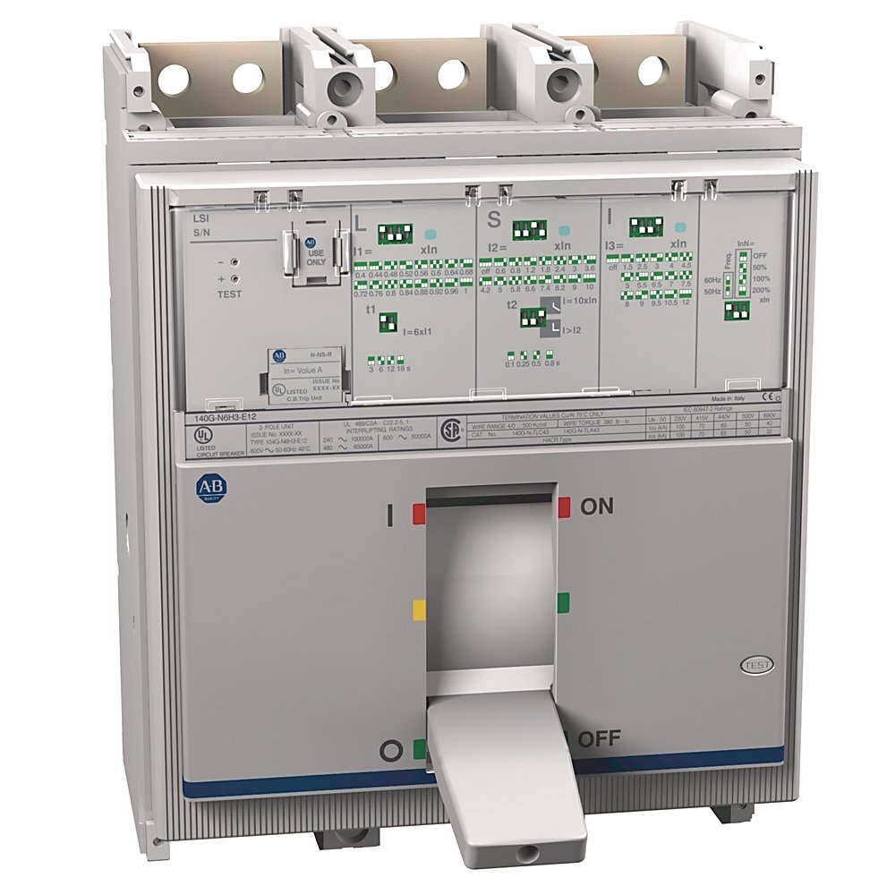 140G - Molded Case Circuit Breaker, N frame, 100 kA Interrupt Rating, LSI (Electronic DIP Switch), 4 Poles, Rated Current 1200 A (100% Rated)