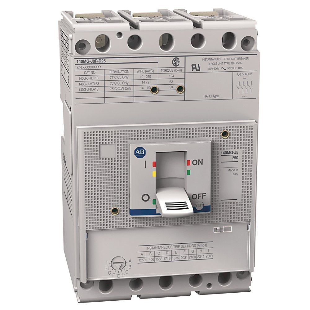 140MG - Motor Circuit Protectors, J frame, 35..65 kA at 480V, MCP (magnetic only), Rated Current 250 A