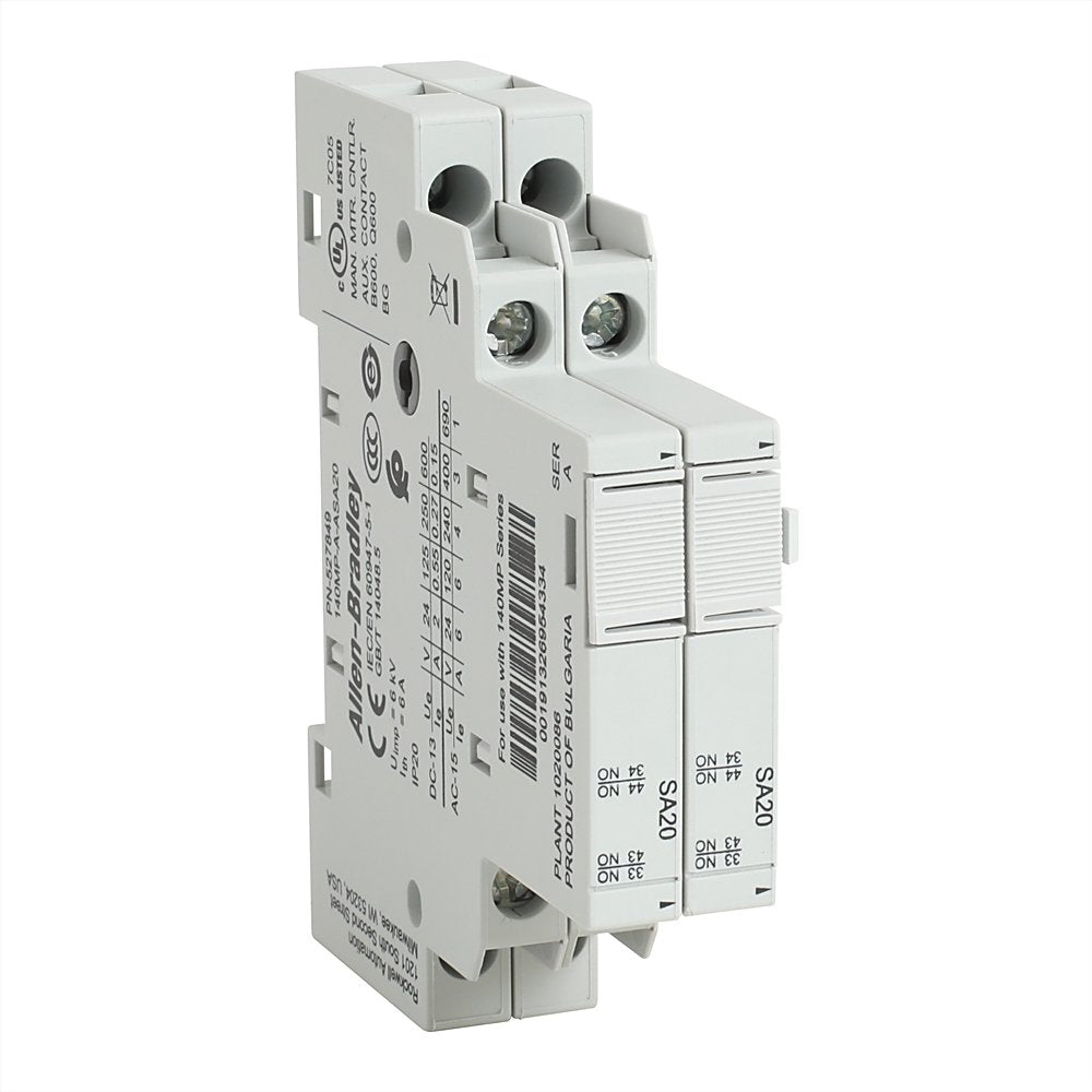 140MP Accessories, Auxiliary Contact Block, Right Side Mounted, 1 N.O. 1 N.O. , Without Spring Clamp Terminals