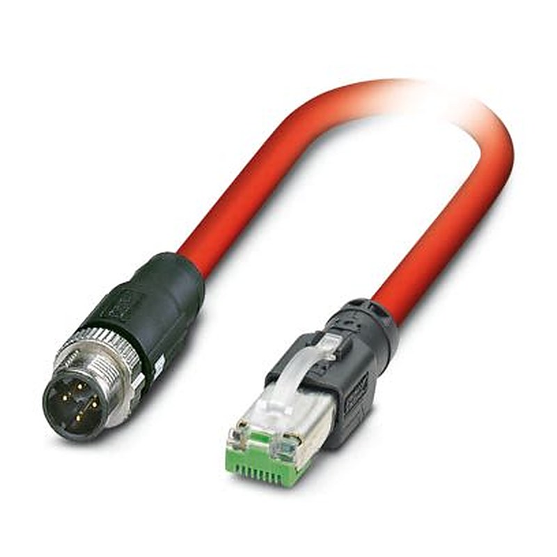 Phoenix Contact M12, RJ45, 2 m Cat5 Cable, Red Screened Polyvinyl Chloride Sheath