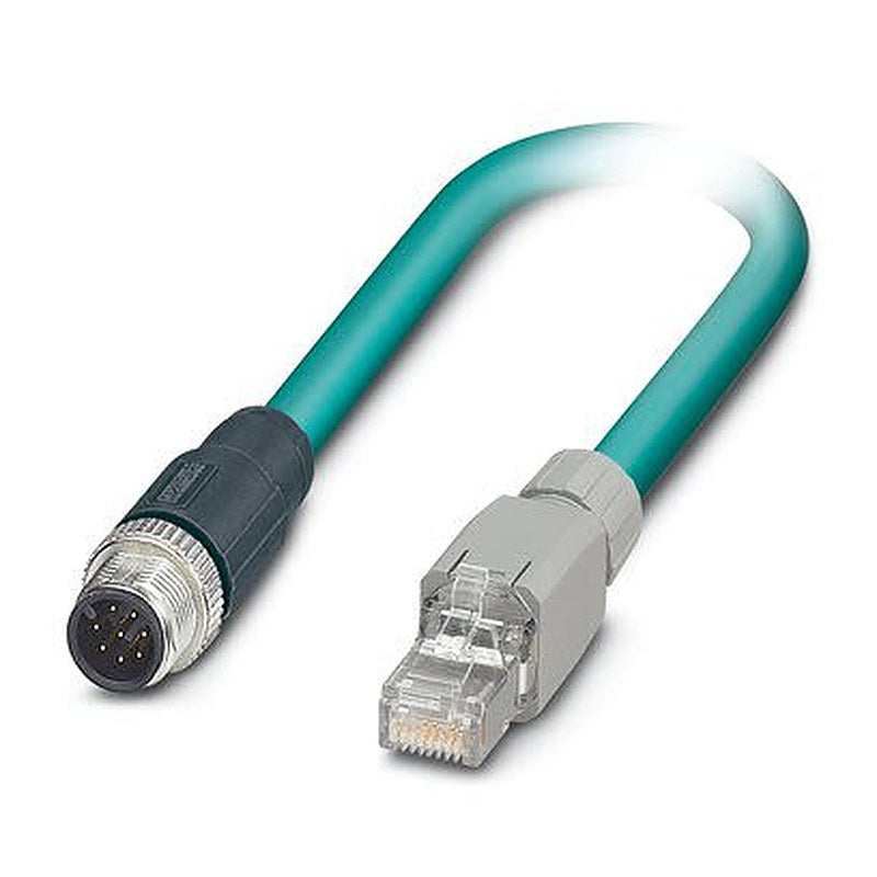 Phoenix Contact, 2 m Cat5 Ethernet Cable, Blue M12 to Male RJ45 Polyurethane Sheath, SF/UTP