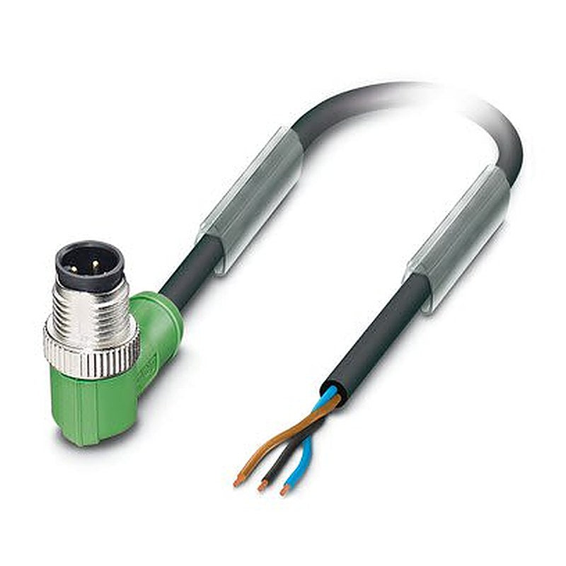 Phoenix Contact Male 3 way M12, Right Angle to 3 way Straight Sensor Actuator Cable, 5 m