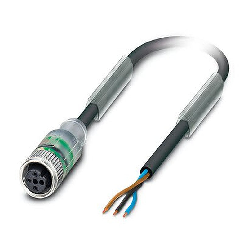 Phoenix Contact 3 way Free Cable End, Free Cable End to Female 3 way M12, M12, Straight, Straight Sensor Actuator Cable,