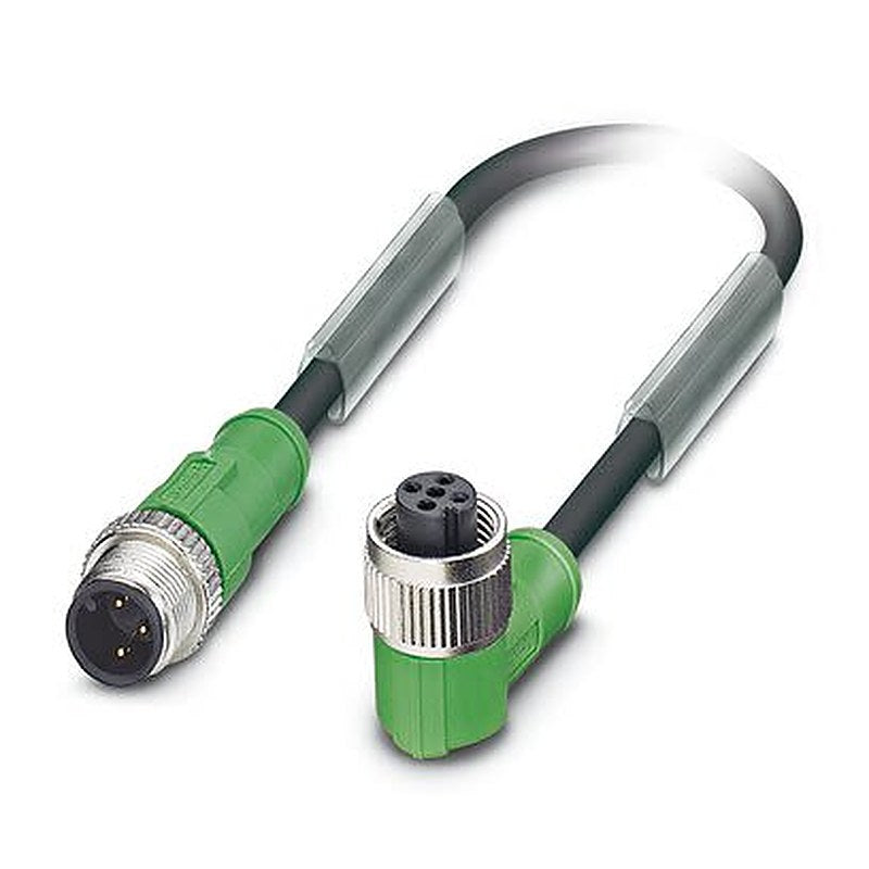 Phoenix Contact Male 3 way M12, M12, Straight, Straight to Female 3 way Angled Socket M12, Angled Socket M12 Sensor