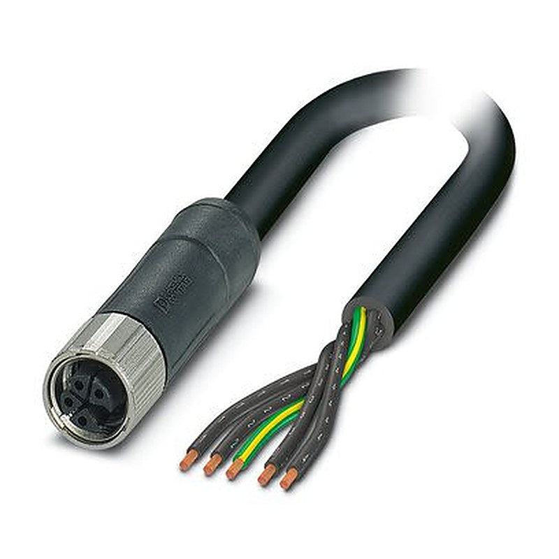 Phoenix Contact 14148, 5 m 5 Core Power Cable, Black, Grey Polyurethane 90 °C