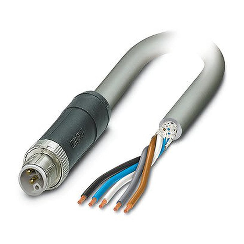 Phoenix Contact SAC, 1.5 m 5 Core Power Cable, Grey Polyurethane 80 °C