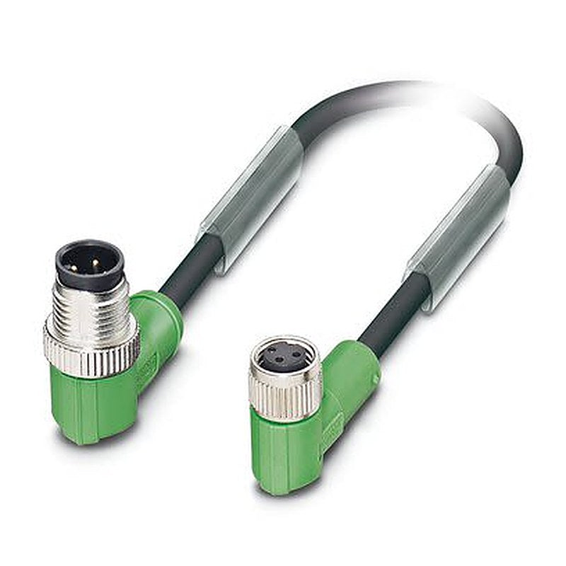 Phoenix Contact Male 3 way M12, M12, Right Angle, Right Angle to Female 3 way Angled Socket M8, Right Angle Plug