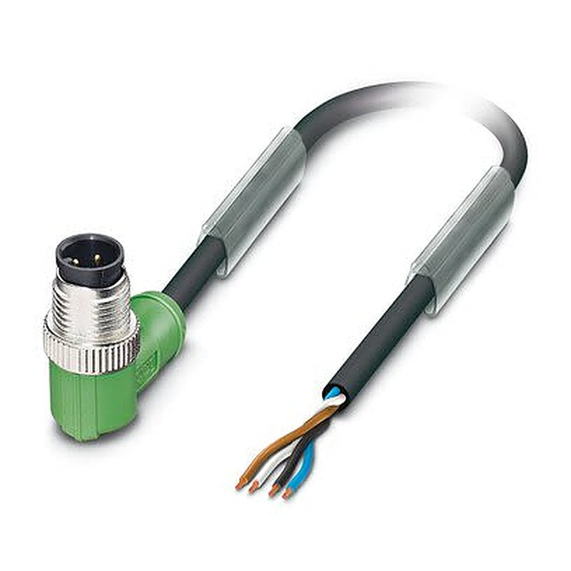 Phoenix Contact Male 4 way M12, M12, Right Angle, Right Angle to Straight, Unterminated Sensor Actuator Cable, 5 m