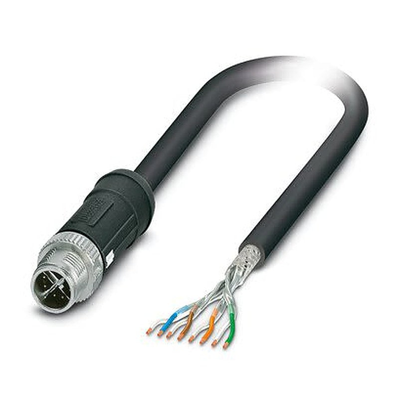 Phoenix Contact Free Ends, 5 m Cat6a Cat6A Cable, Black Straight to Male Free Cable End, Shielded Polyethylene Sheath