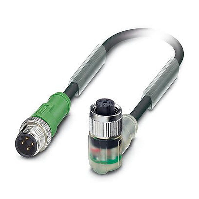 Phoenix Contact Male 4 way M12, Straight to Female 4 way Angled Socket M12 Sensor Actuator Cable, 1.5 m