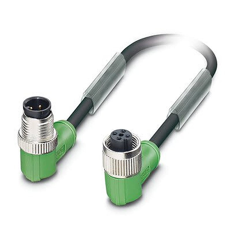 Phoenix Contact Male 4 way M12, M12, Right Angle, Right Angle to Female 4 way Angled Socket M12, Angled Socket M12