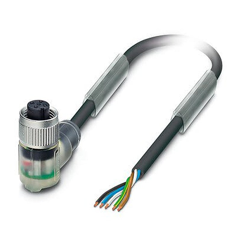 Phoenix Contact Free Cable End to Female 5 way Angled Socket M12, Angled Socket M12 Actuator/Sensor Cable, 5 m