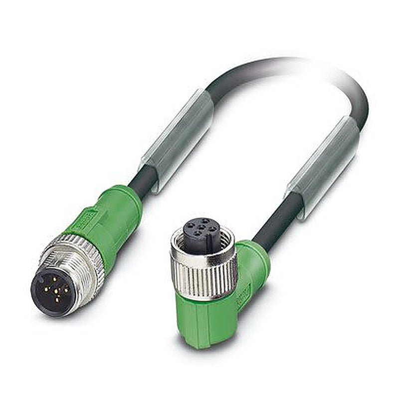 Phoenix Contact Male 5 way M12, M12, Straight, Straight to Female 5 way Angled Socket M12, Angled Socket M12