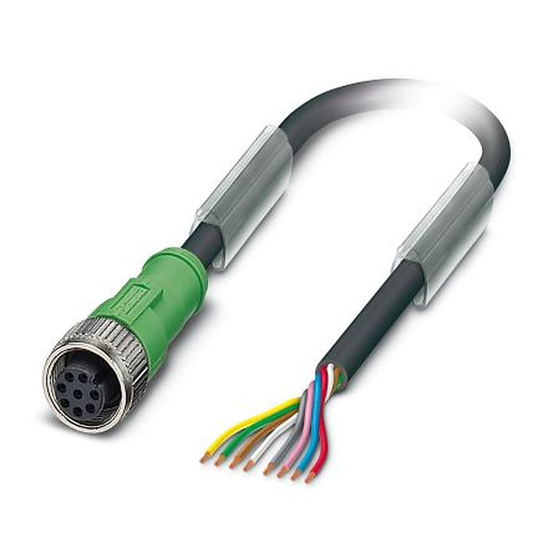 Phoenix Contact 8 way Free Cable End to 8 way Straight Socket M12 Sensor Actuator Cable, 3 m