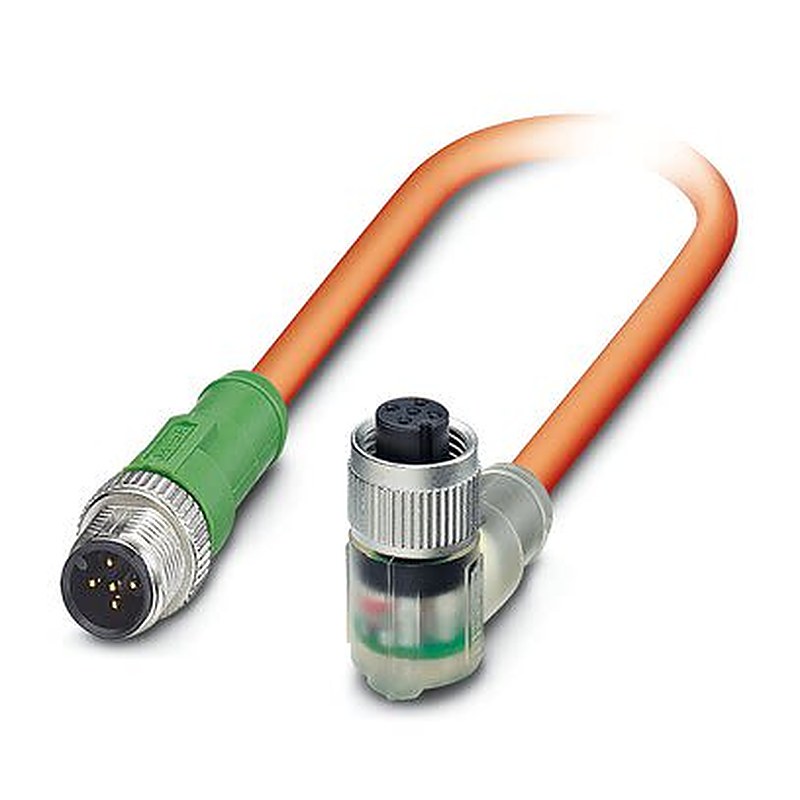 Phoenix Contact Male 5 way M12, M12, Straight, Straight to Female 5 way Angled Socket M12, Angled Socket M12