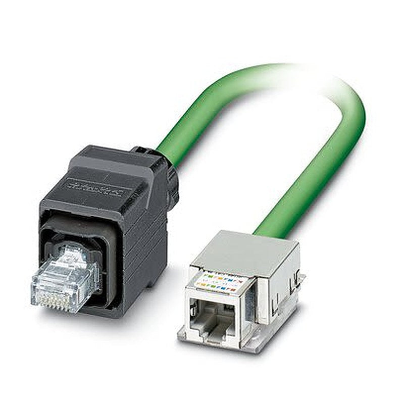 Phoenix Contact, 2 m Cat5 Ethernet Cable, Green RJ45 to Male Plug Straight RJ45, IP67 Male Polyvinyl Chloride Sheath,