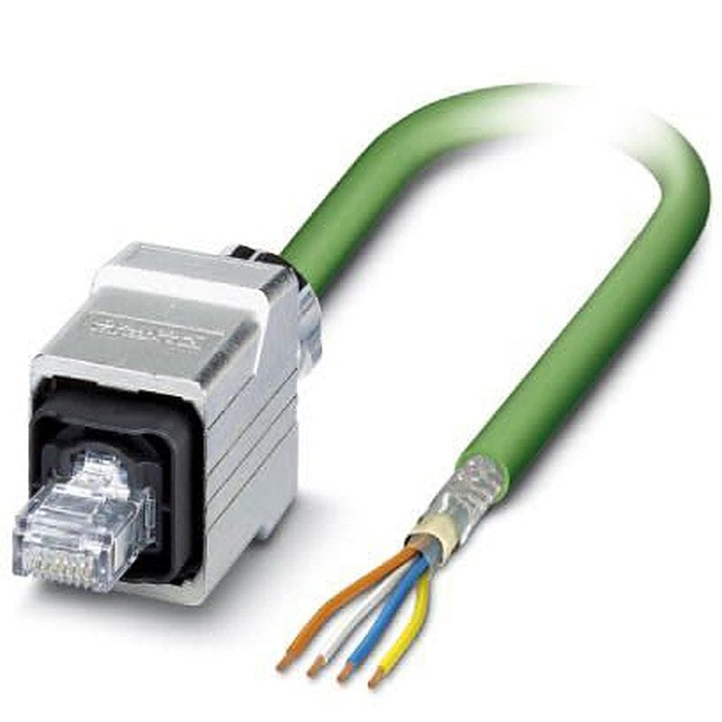 Phoenix Contact VS, 5 m Cat5e Ethernet Cable, Green, Shielded 4 Screened Polyurethane Sheath