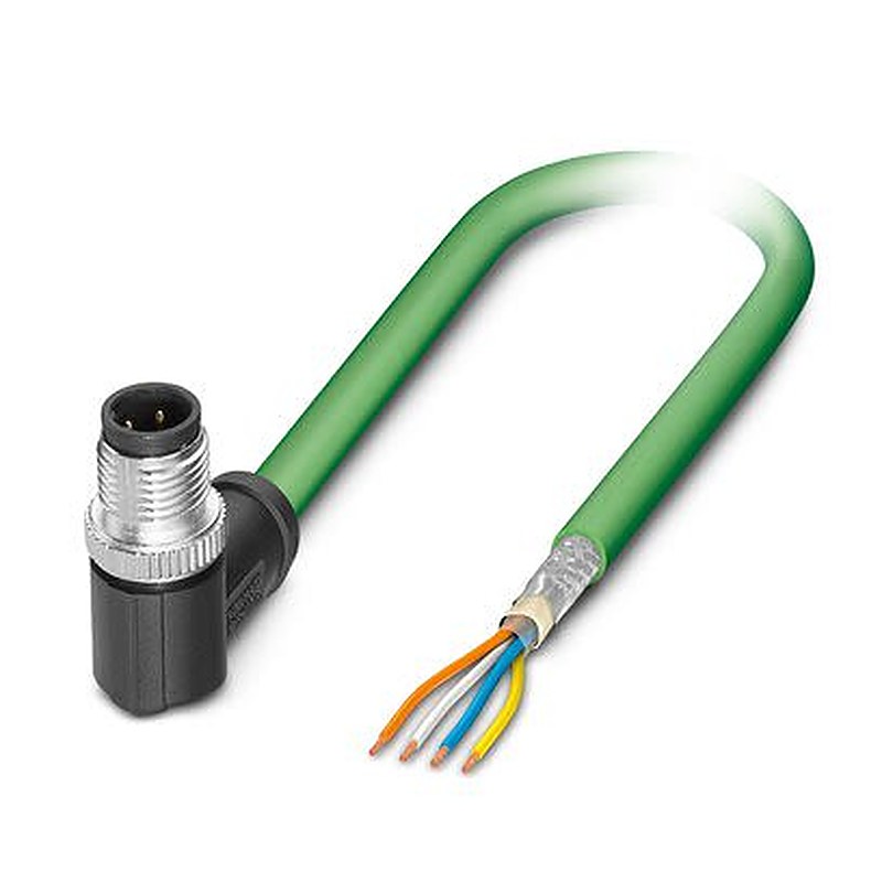 Phoenix Contact, 5 m Cat5 Ethernet Cable, Green M12 to Male M12 Polyurethane Sheath, SF/UTP